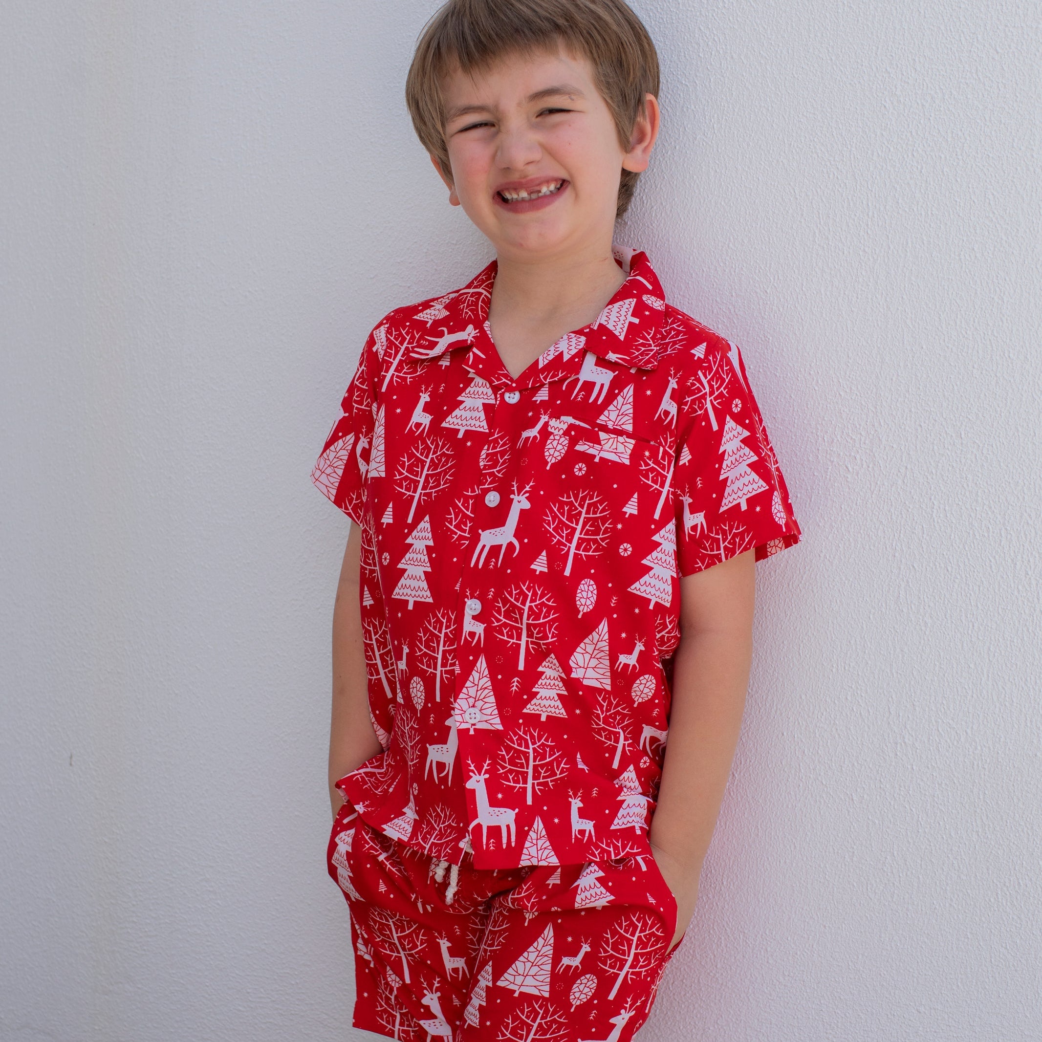 Reindeer Red Christmas Kids Shorts