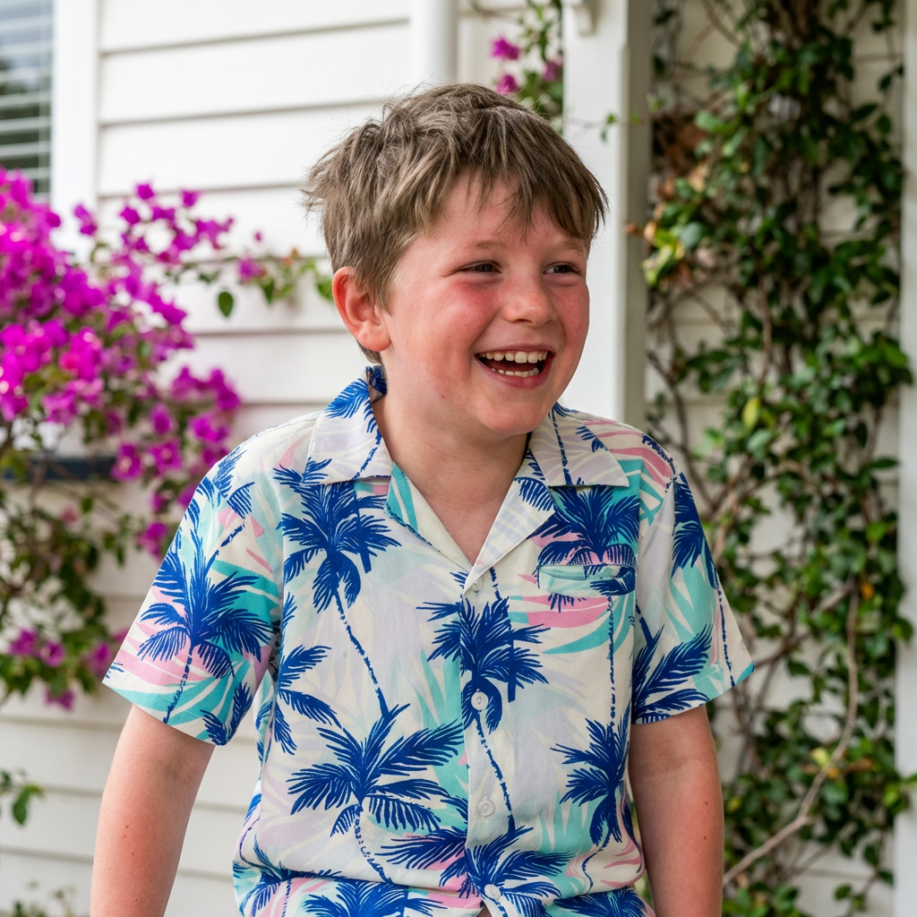 Beach Palm Breeze Rayon Kids Shirt