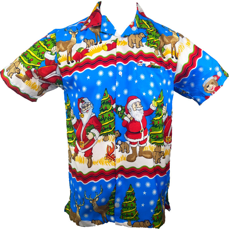 Happy Santa Blue Adult Shirt