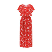 Reindeer Red Christmas Adult Maxi Celine Dress