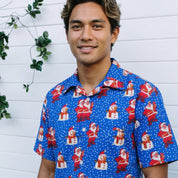 Santa Polka Blue Christmas Adult Shirt