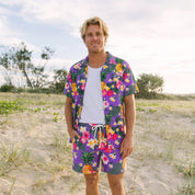 Aloha Purple Adult Shirt and Shorts Set