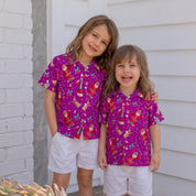 Santa Snowman Purple Christmas Kids Shirt