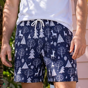 Reindeer Navy Christmas Adult Shorts