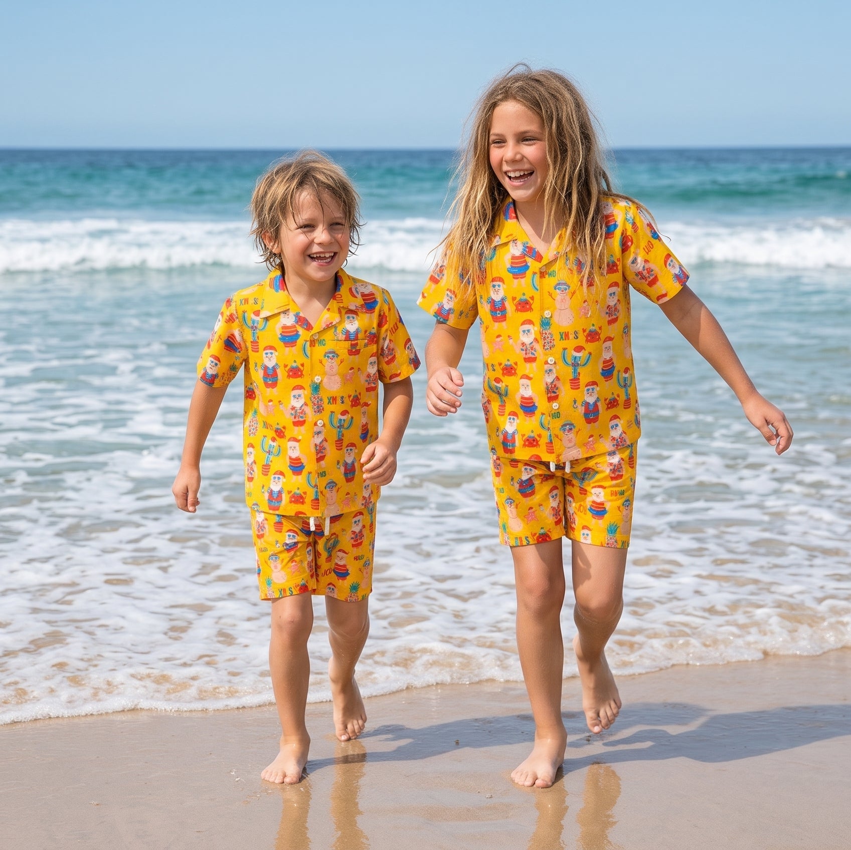 Santa Beach Holiday Kids Shirt and Shorts