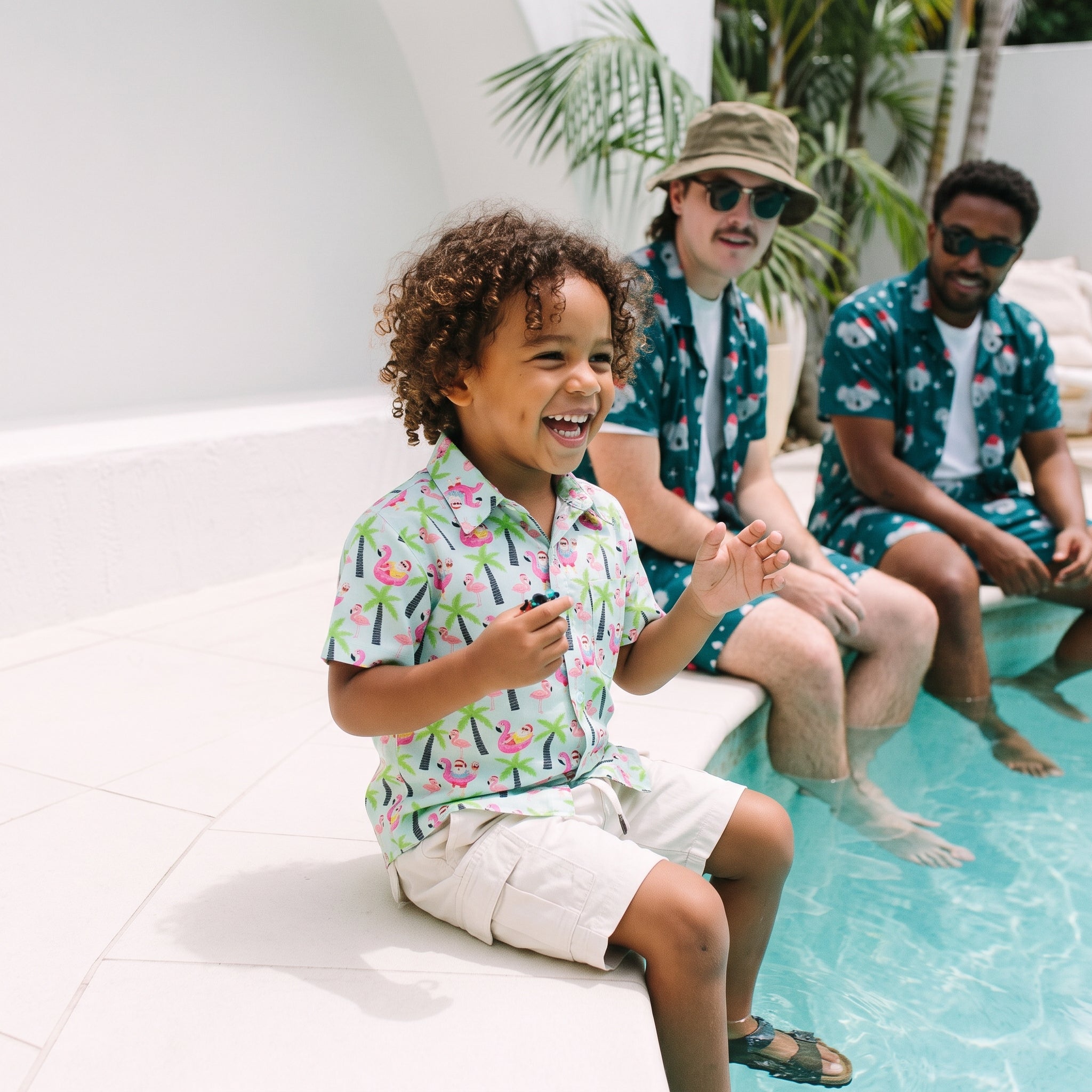 Santa Sip and Sun Blue Kids Shirt