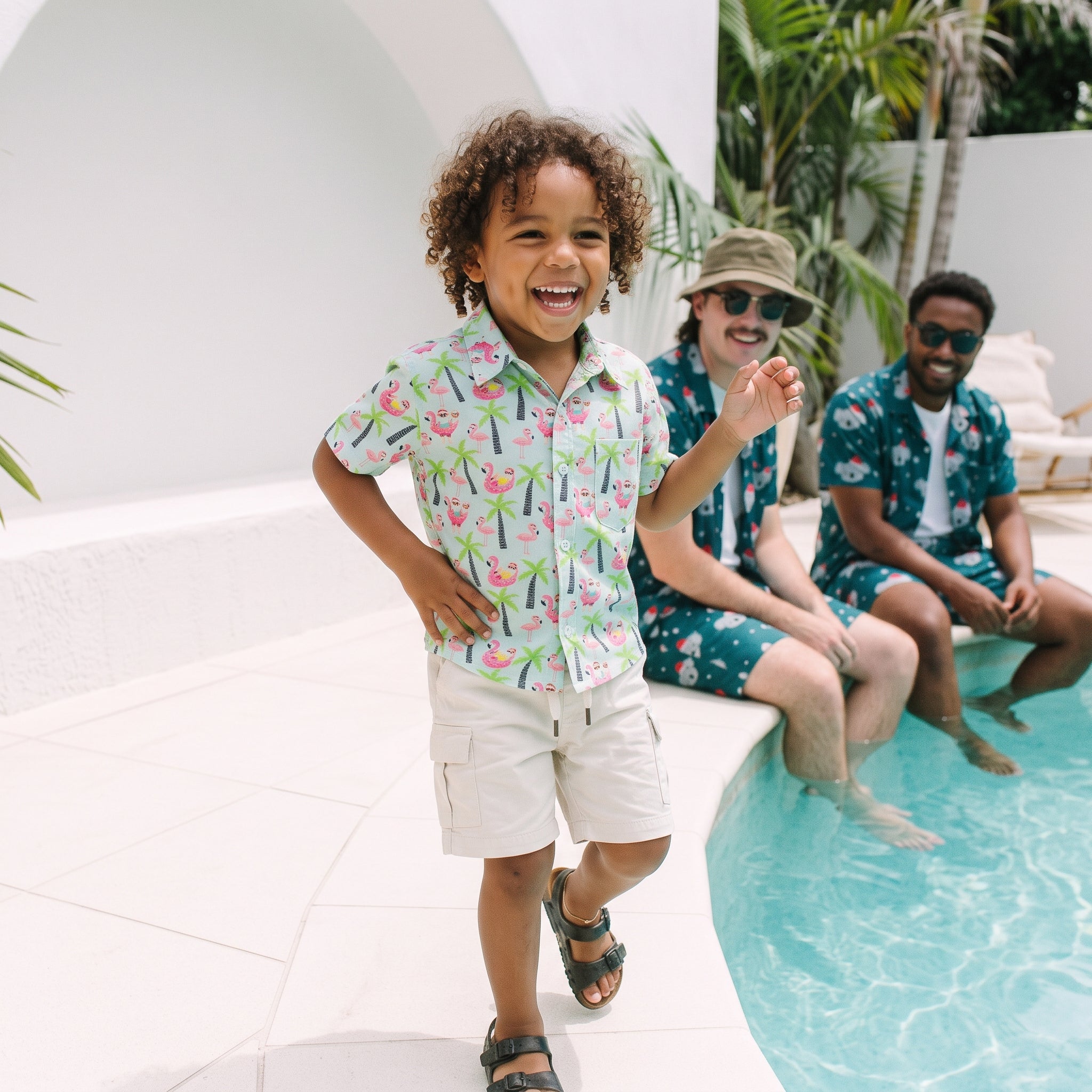 Santa Sip and Sun Blue Kids Shirt