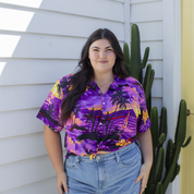 Sunset purple adult shirt with a relaxed fit; perfect for tropical or festive occasions. | Tropicool Clothing