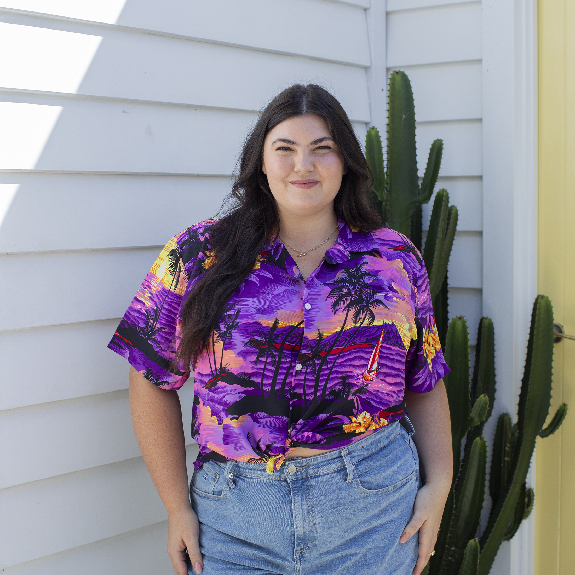 Sunset purple adult shirt with a relaxed fit; perfect for tropical or festive occasions. | Tropicool Clothing