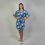 Blue Hibiscus Hawaiian Rayon Kaftan