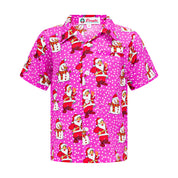 Santa Polka Pink Christmas Kids Shirt