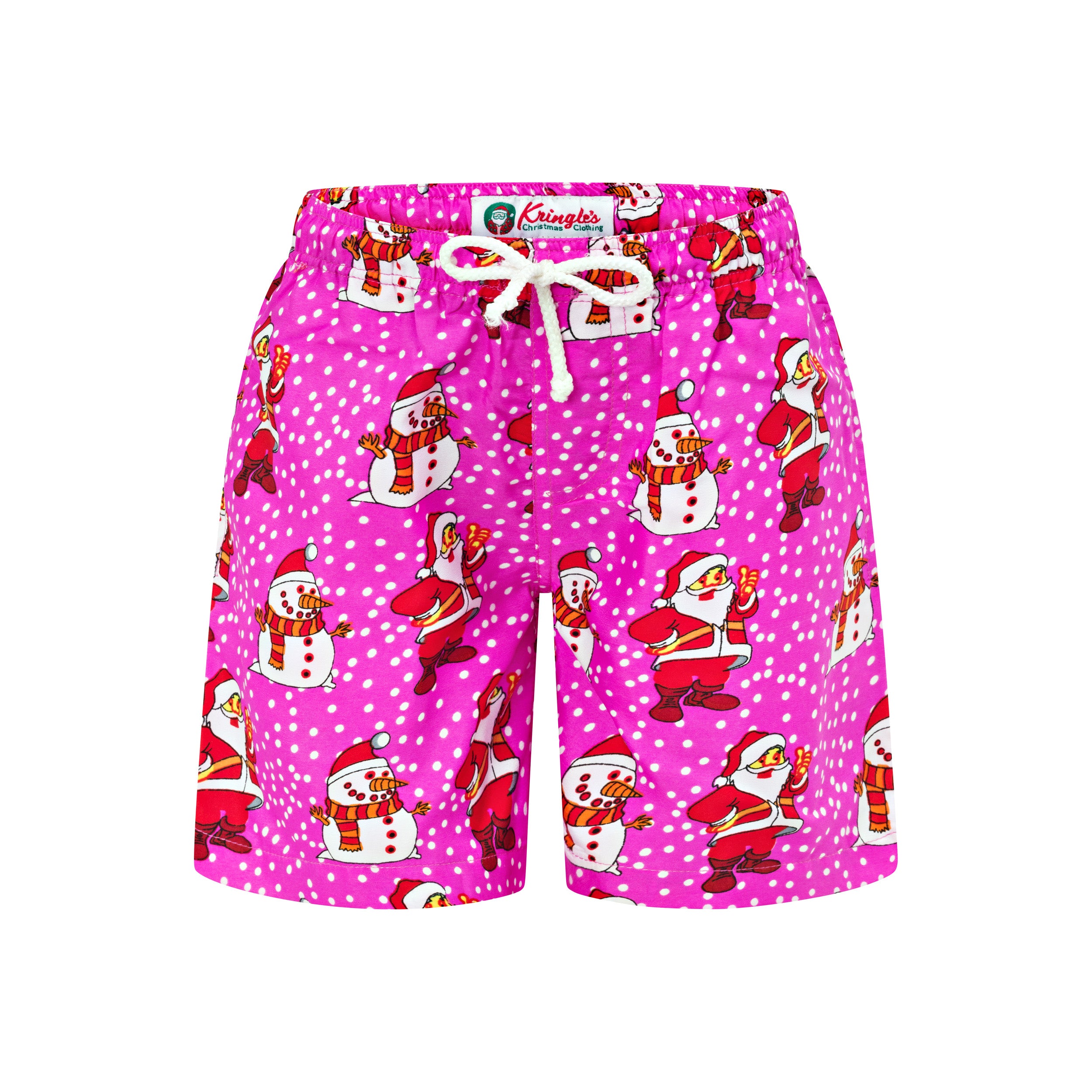 Santa Polka Pink Christmas Kids Shorts