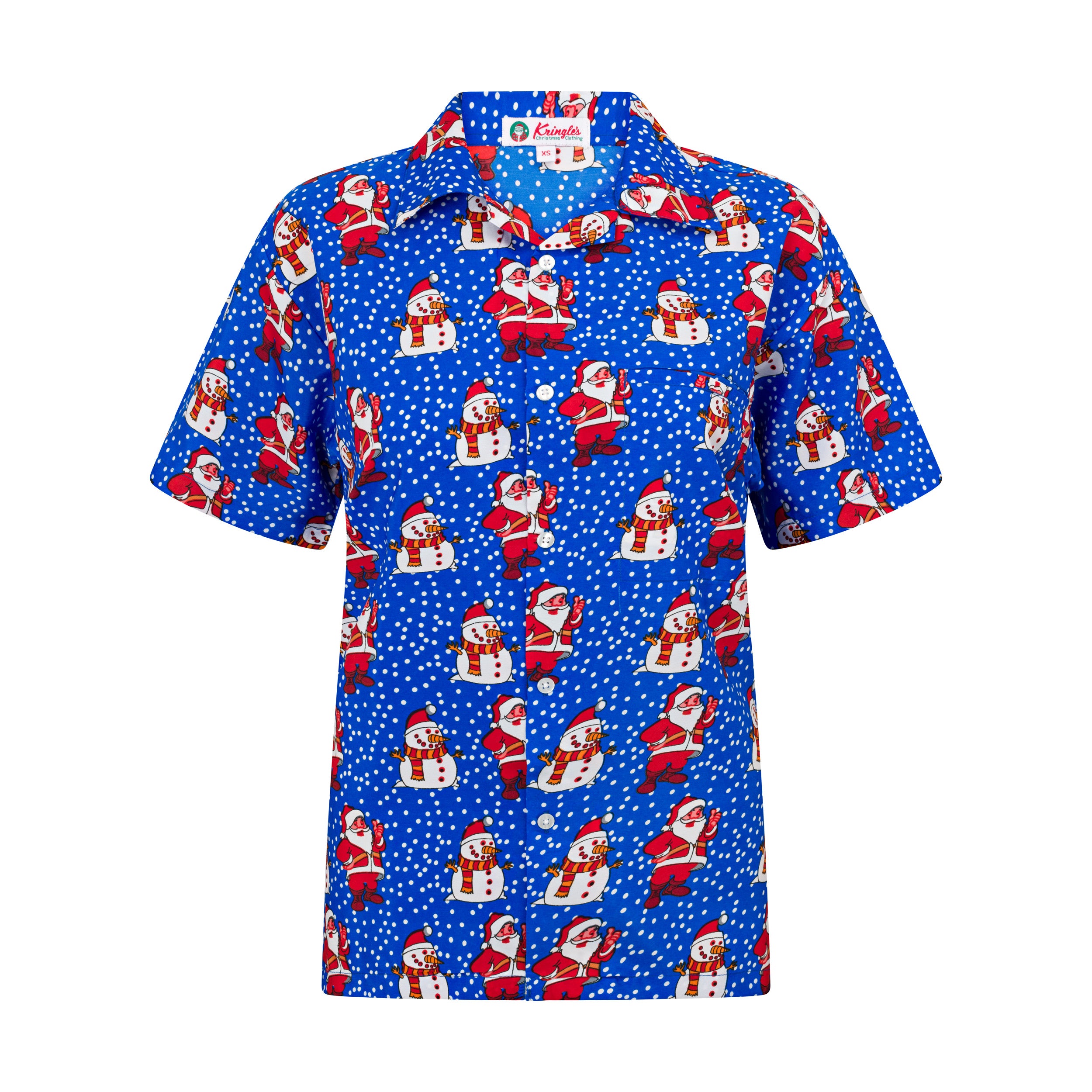 Santa Polka Blue Christmas Adult Shirt