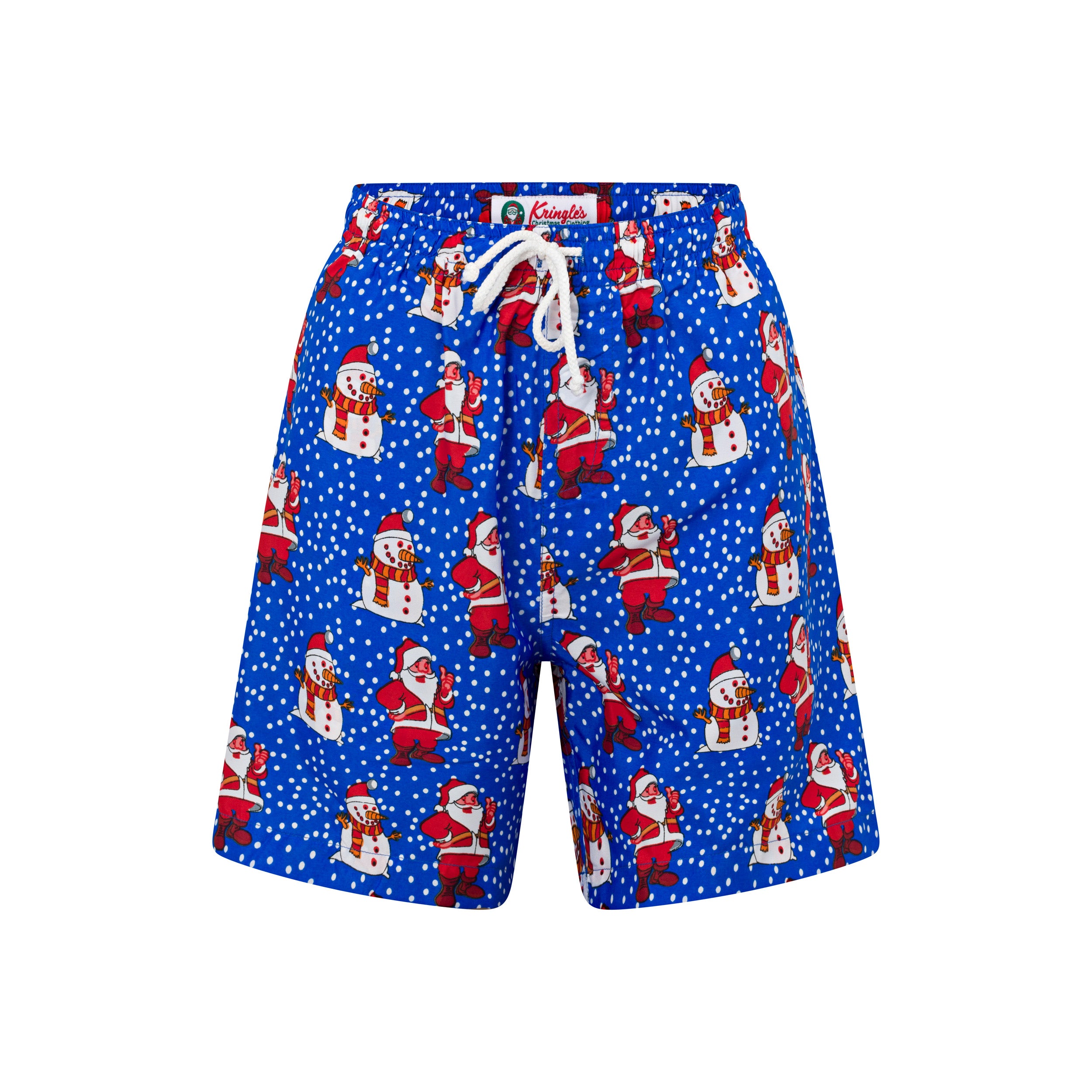Santa Polka Blue Christmas Adult Shorts