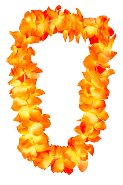 Orange Hawaiian flower lei necklace from Tropicool Clothing, fun for summer events and dress-ups.