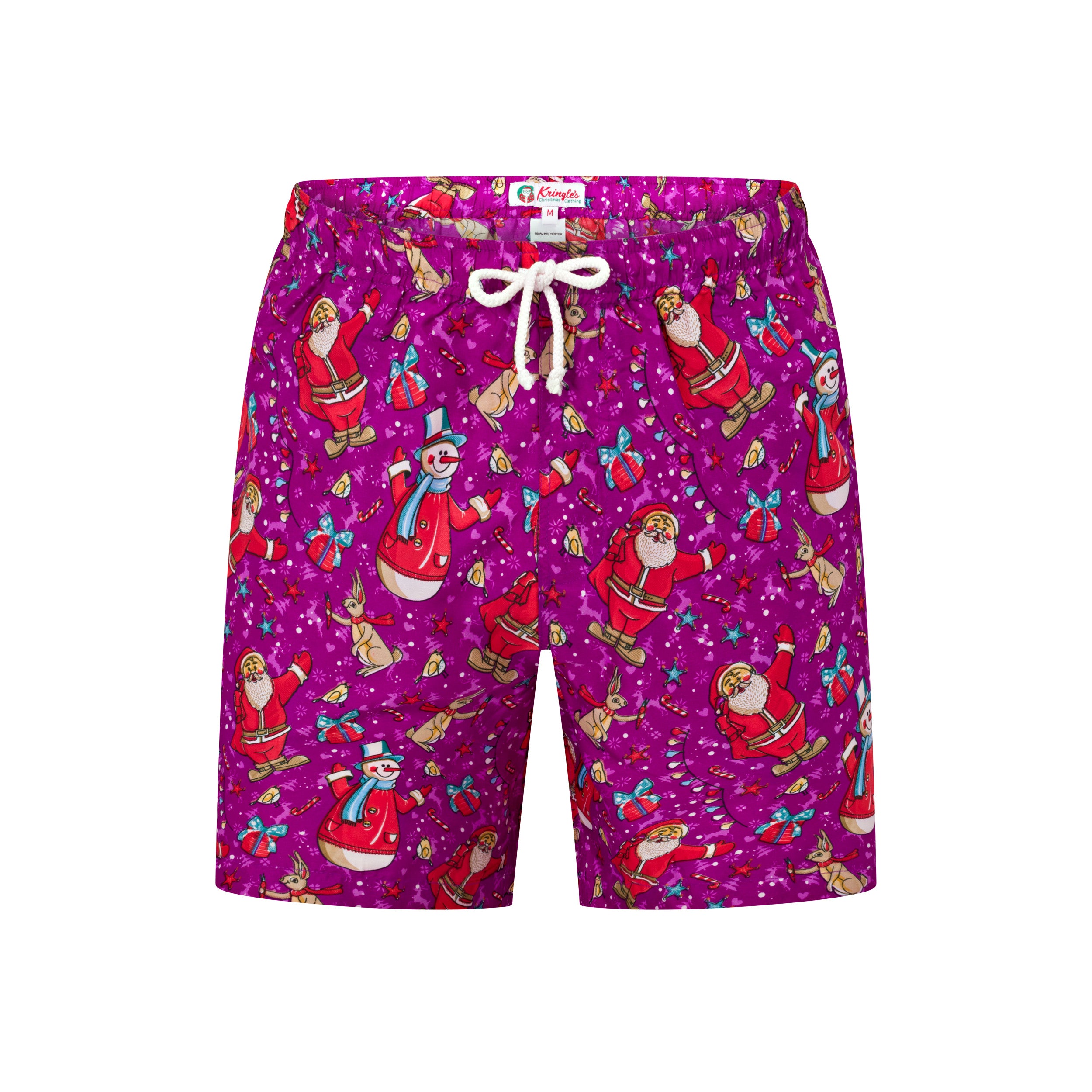 Santa Snowman Purple Adult Shorts