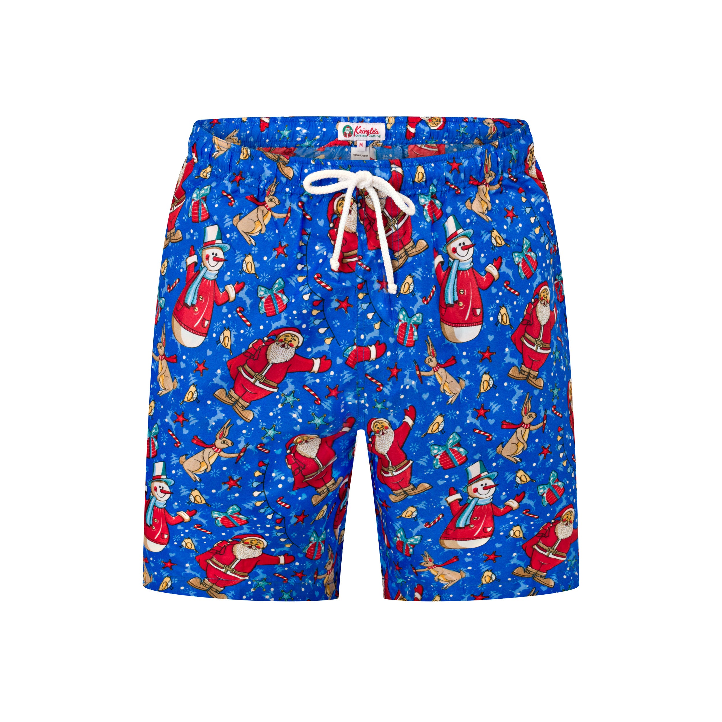 Santa Snowman Blue Adult Shorts
