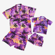 Sunset Purple Kids Hawaiian Shirt and Shorts Set